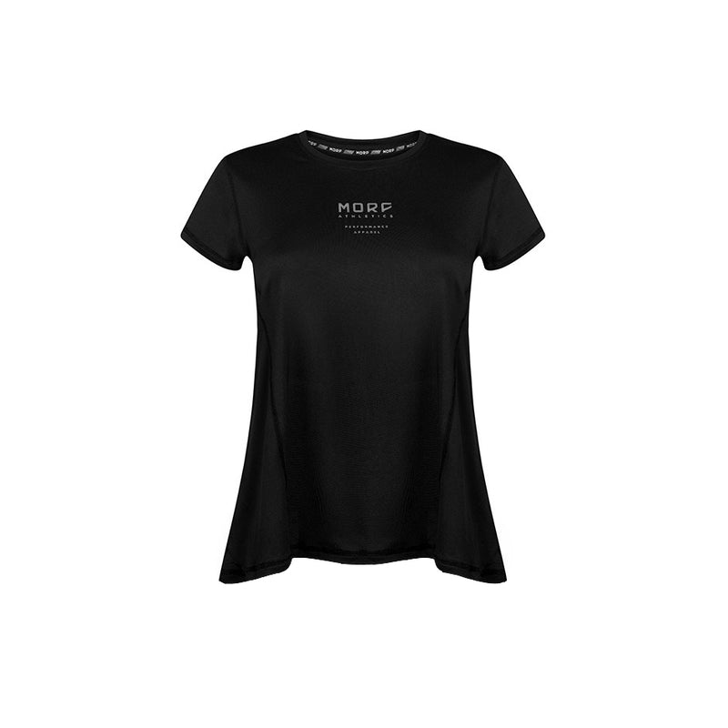 قميص رن بيرفورمانس أسود (حاشية ظهر قصيرة)